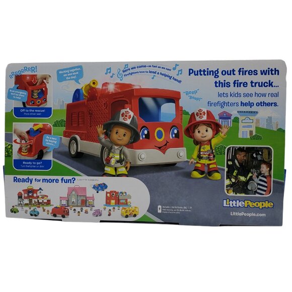 Fisher Price Fire Engine Truck Little People Toy Light Up & Singing Ages 1-5 - Picture 2 of 7